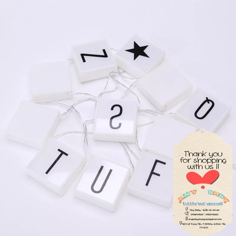 Dây đèn trang trí 20 hình hộp 60 thẻ tên