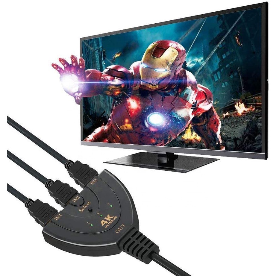Bộ Chia Cổng Hdmi 3 Trong 1 Với Cáp Đuôi Heo Hỗ Trợ 4K 2K 1080P Video Audio Outpu Cho PC TV