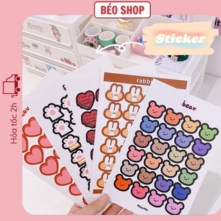 Sticker dán sổ Béo shop ghi chú trang trí book mark hình vẽ hoạ tiết đáng yêu ST02