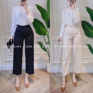 (Ảnh thật + clip thật) Quần suông cúc giữa