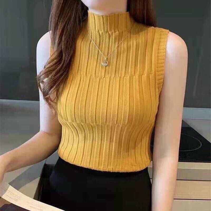Áo len giữ nhiệt nữ 𝑭𝒓𝒆𝒆𝒔𝒉𝒊𝒑 Áo len cộc tay ba lỗ thời trang len gân siêu đẹp
