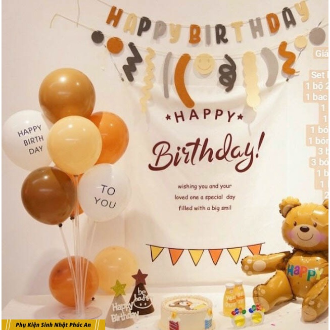 Dây chữ happy birthday vải nỉ hàn quốc trang trí sinh nhật HPBD