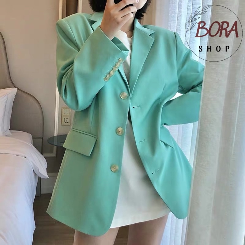 - Áo blazer nữ Ulzzang Hàn Quốc BORA SHOP màu xanh order