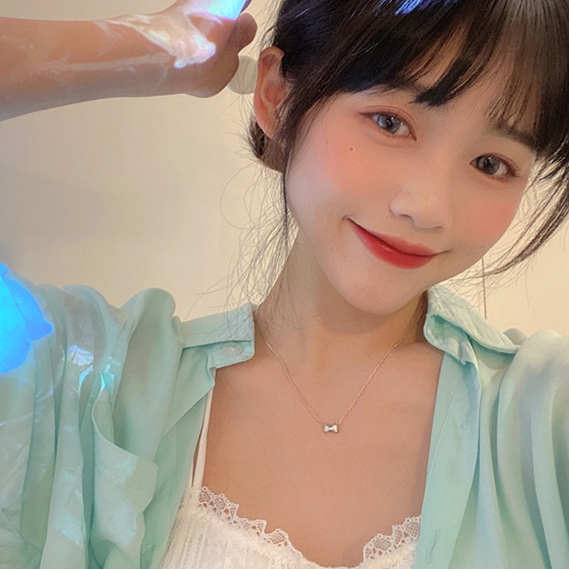 vòng cổ nữ hình nơ đinh đá phong cách Hàn Quốc cực xinh