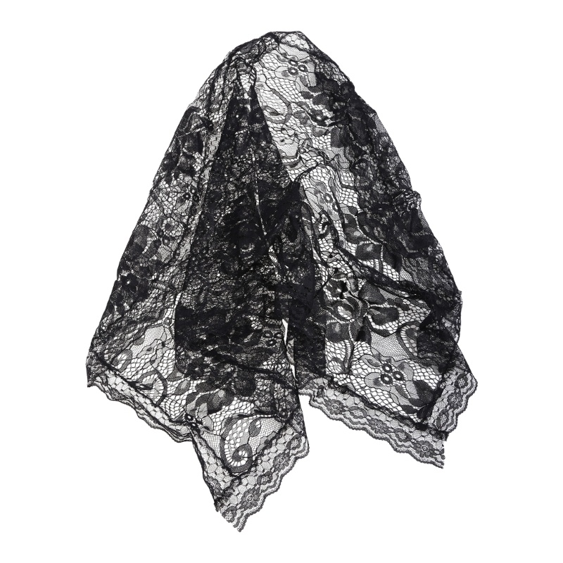 Mạng Che Mặt Phối Ren Hoa Màu Đen Dành Cho Cô Dâu