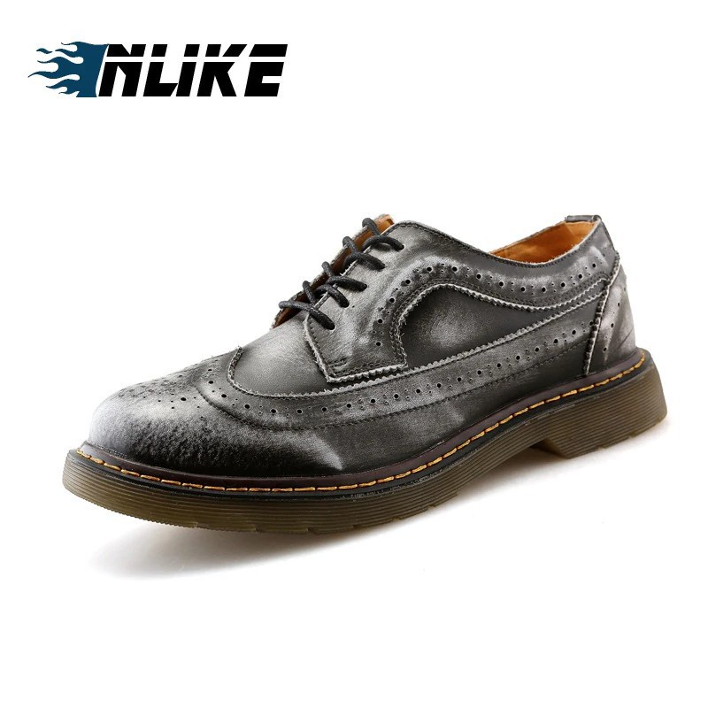 Mens Oxfords Leather Basic Dress Formal Brogue Shoes Man Gentry Style