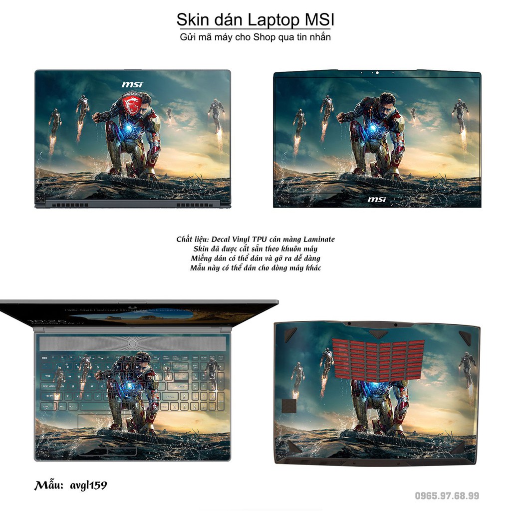 Skin dán Laptop MSI in hình Avenger _nhiều mẫu 3 (inbox mã máy cho Shop)