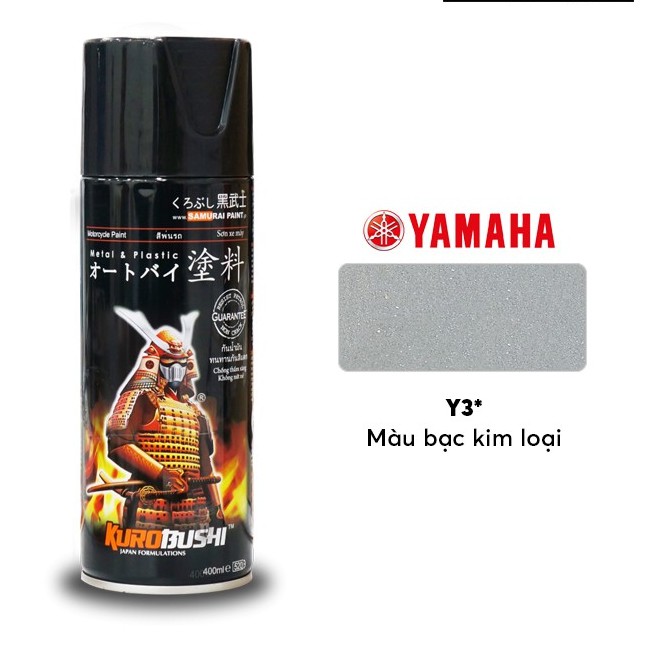 Y3 _Chai sơn xịt sơn xe máy Samurai Y3* màu bạc ánh kim - Silver Metallic Yamaha