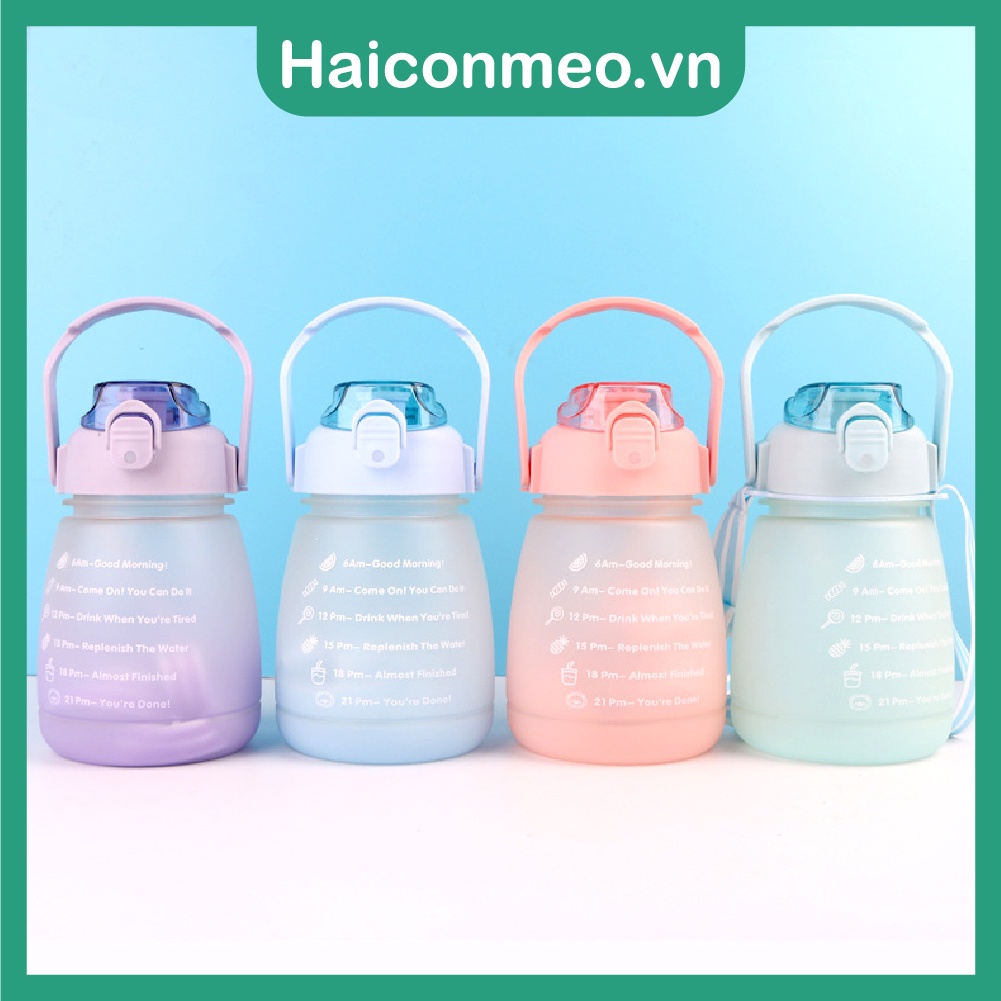 Bình đựng nước cho bé an toàn kèm ống hút và dây đeo tiện lợi 1200ml