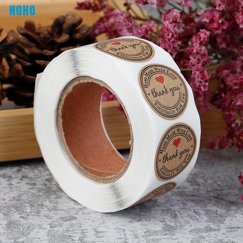 Cuộn 500 Miếng Dán Chữ Thank You Dùng Để Trang Trí Quà Tặng