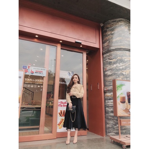 Chân váy nhung dập li 2 lớp quảng châu  mặc 2 mặt,chân váy quốc dân 4 mùa-MAI THỎ SHOP-