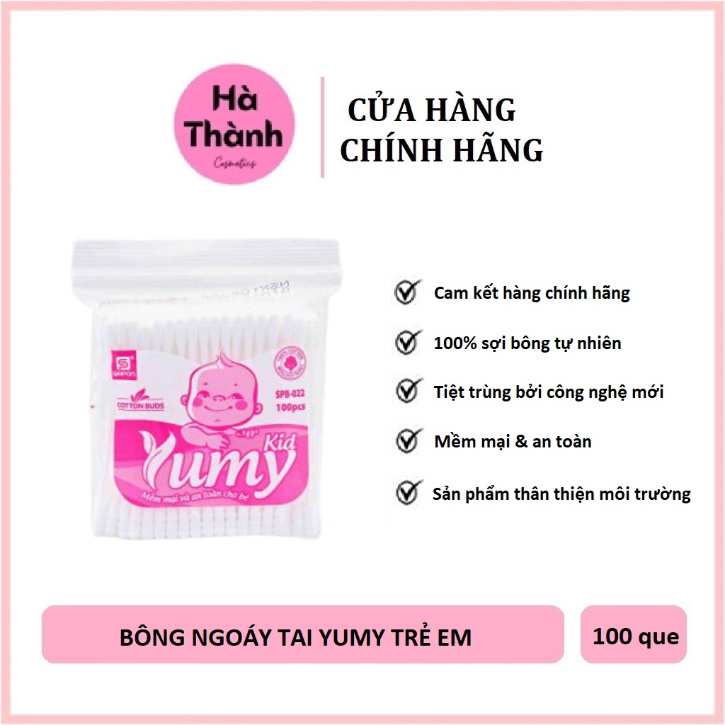 Bông ngoáy tai Yumy gói 100 que mềm mại, tiệt trùng, tinh khiết -HT143