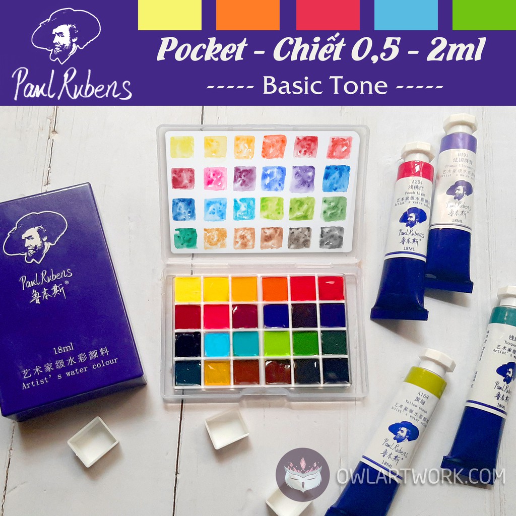 [POCKET] Màu Cơ Bản - Bộ Màu Nước 0,5 - 1ml Hạng Họa Sĩ Paul Rubens