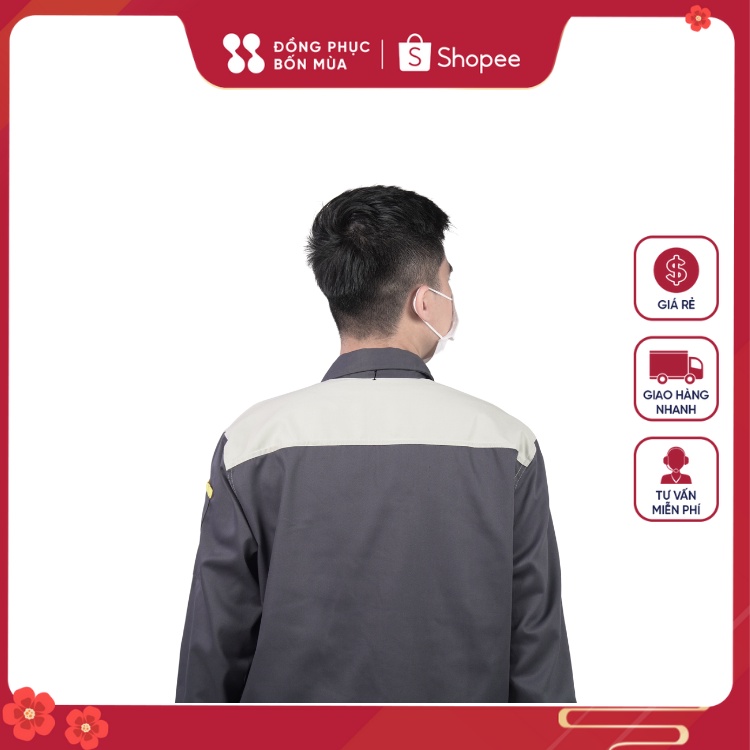 Bộ Quần áo kaki vàng ngắn tay bảo hộ lao động nam nữ chất liệu vải loại dày kaki sẵn hàng 100% B01.09-21