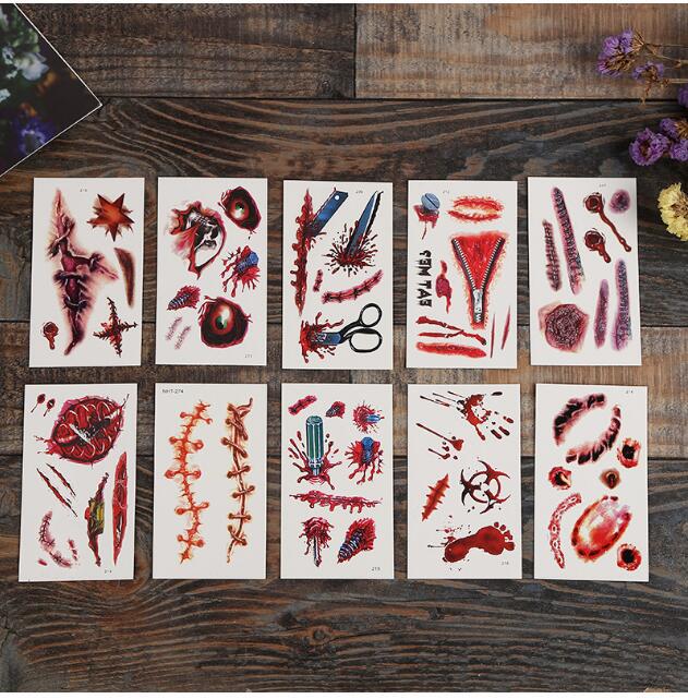 Hình xăm dán vết thương giả hóa trang halloween thiết kế sáng tạo