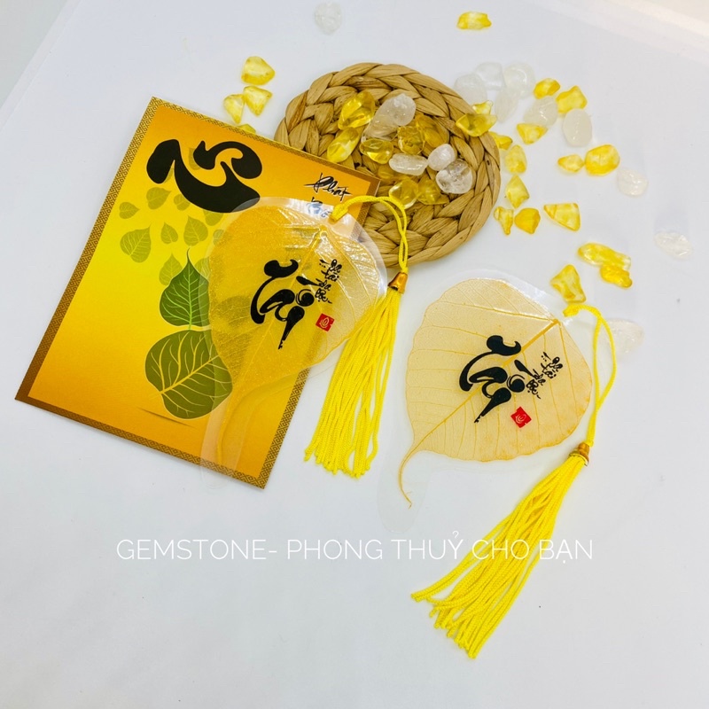 Lá Bồ Đề In Chữ Thư Pháp Có Tặng Kèm Bao Lì Xì Và Dây Tua Vàng, Lá Bồ Đề Tự Nhiên Mang Lại May Mắn, Bình An
