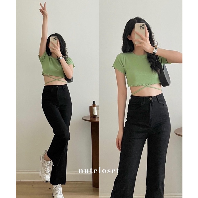 Áo croptop dây buộc _ A0471