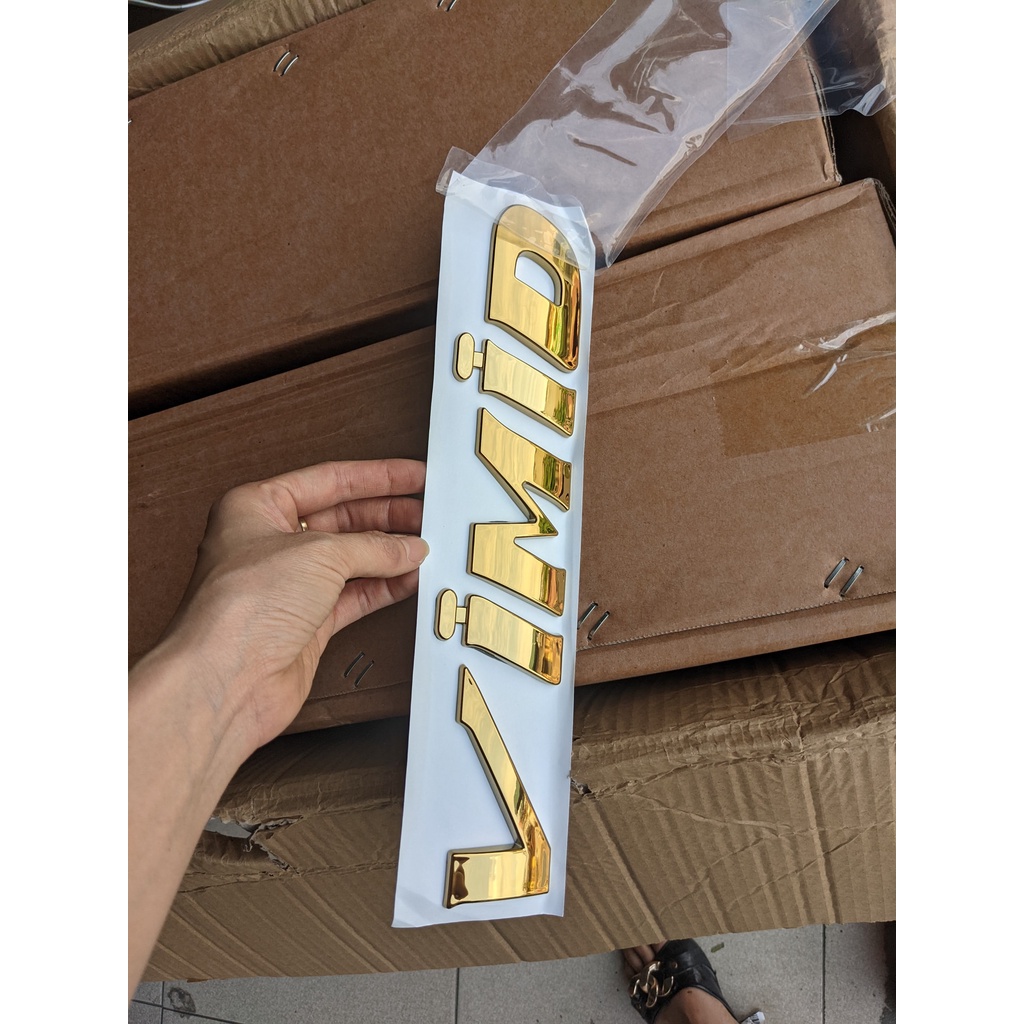 Chữ Vimind mạ vàng gold zin nhà máy dùng đến dán vào xe tải Howo