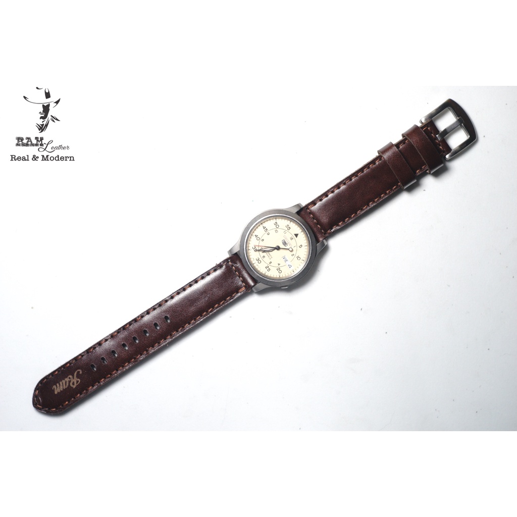 Dây đồng hồ RAM Leather vintage da bò thật RAM Leather Classic 1981 Vegtan màu nâu mận vintage