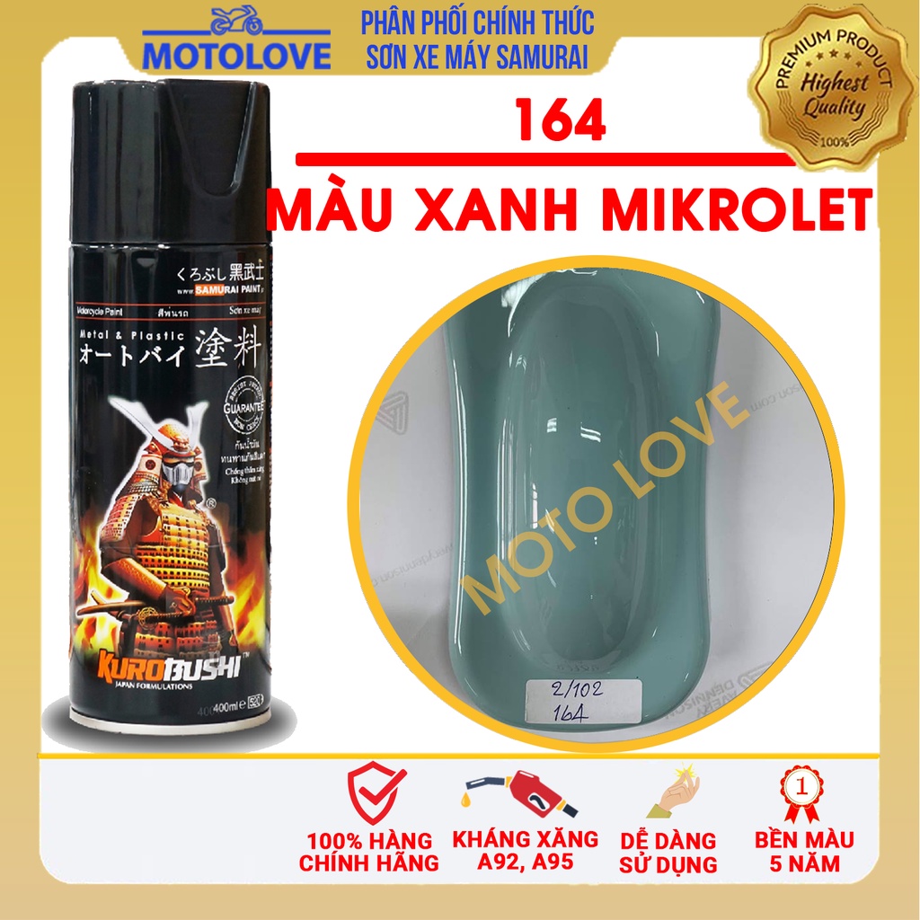 Sơn Samurai màu xanh Mikrolet 164 - chai sơn xịt chuyên dụng nhập khẩu từ Malaysia.