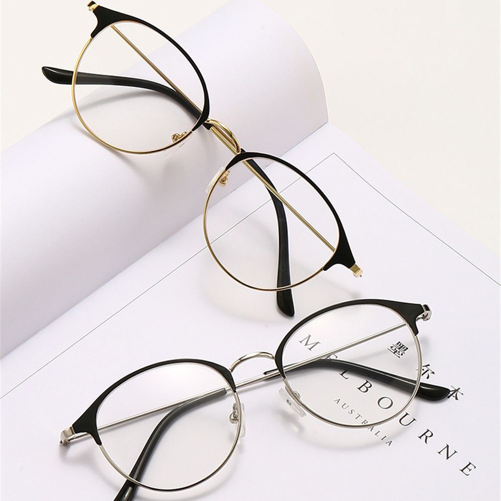Kính cận gọng tròn bằng kim loại siêu nhẹ có độ -1.0~-4.0