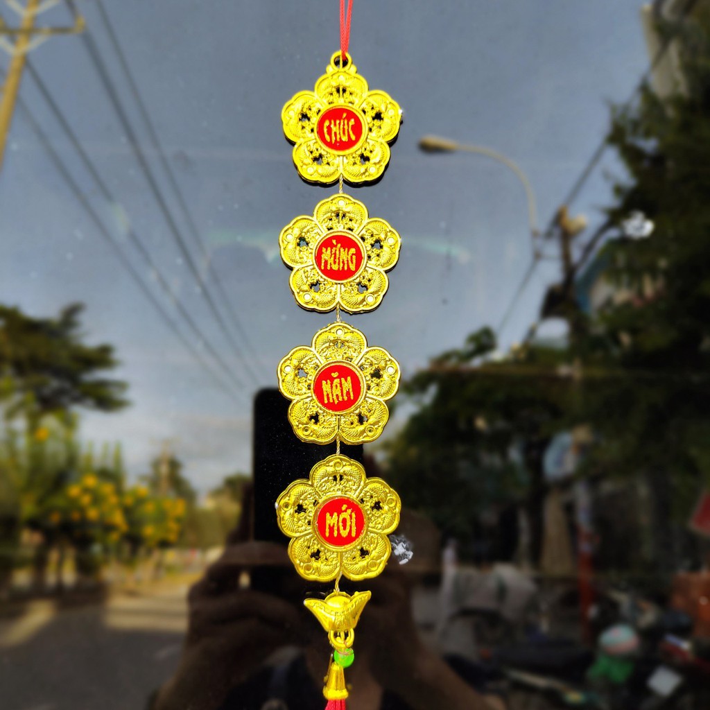 Dây treo trang trí tết HOA MAI SONG CÁ A18