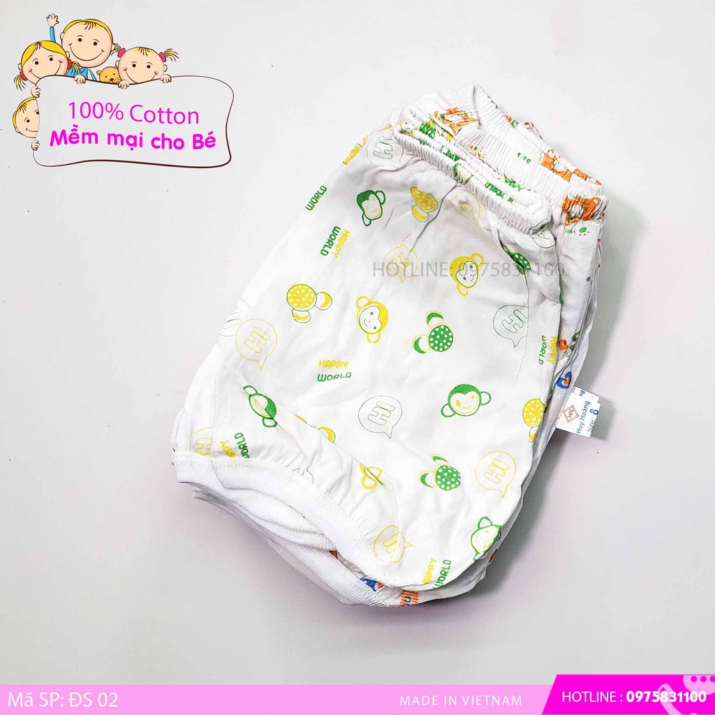 Quần đùi sơ sinh 100% cotton made in việt nam  Vải Trắng họa tiết nhỏ khắp quần