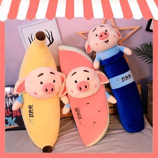 Gối ôm gấu bông TikTok chuối dưa hấu mặt heo tiktok 🐷vải dãn 4 chiều🐷 GB41