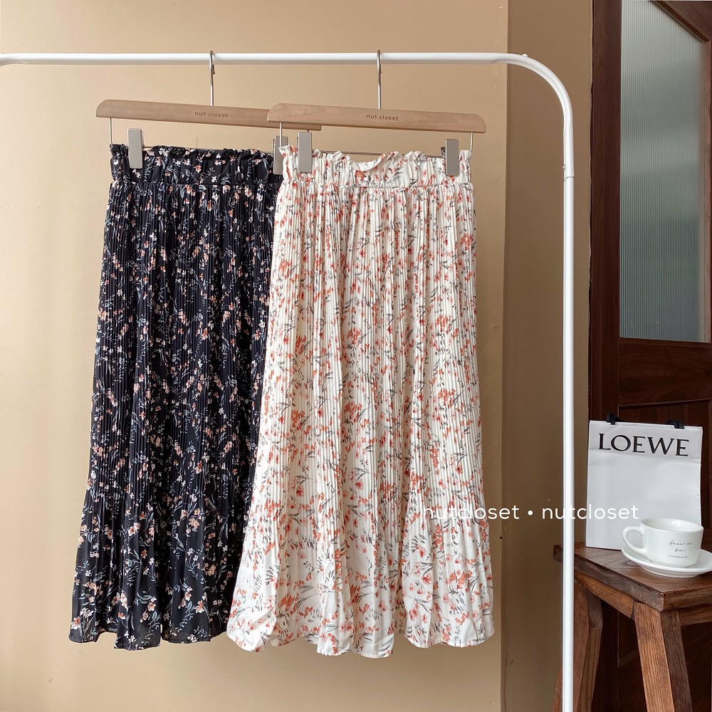 [Mã WASKT304 giảm 15% tối đa 30K đơn 99K] Chân váy xếp li cạp chun in hoa to_CV0018 | BigBuy360 - bigbuy360.vn