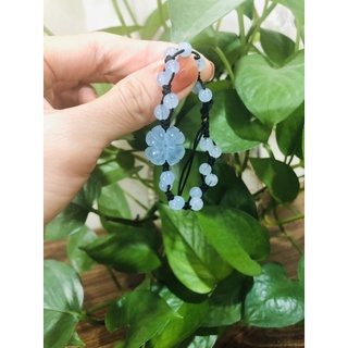 vòng tay cỏ 4 lá aqua