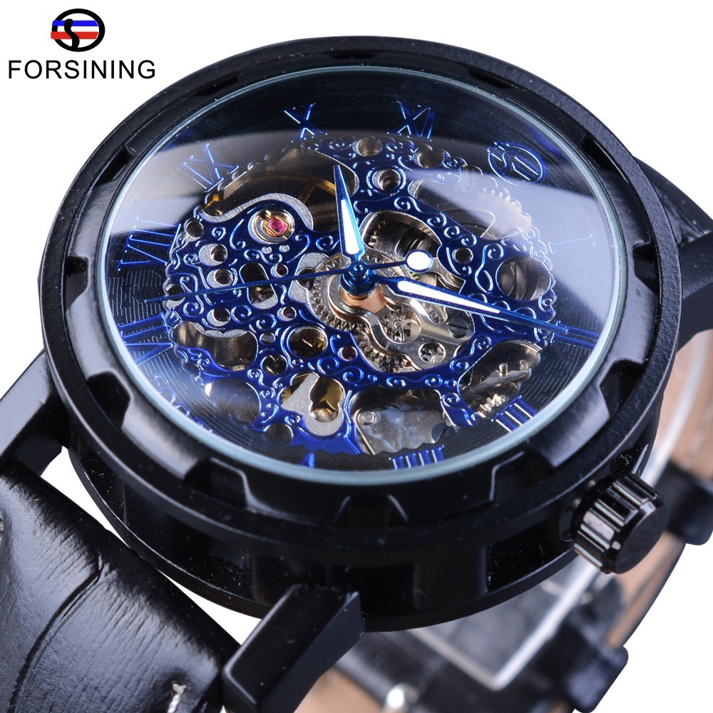 Đồng hồ cơ dây da thiết kế sang trọng lịch lãm dành cho nam