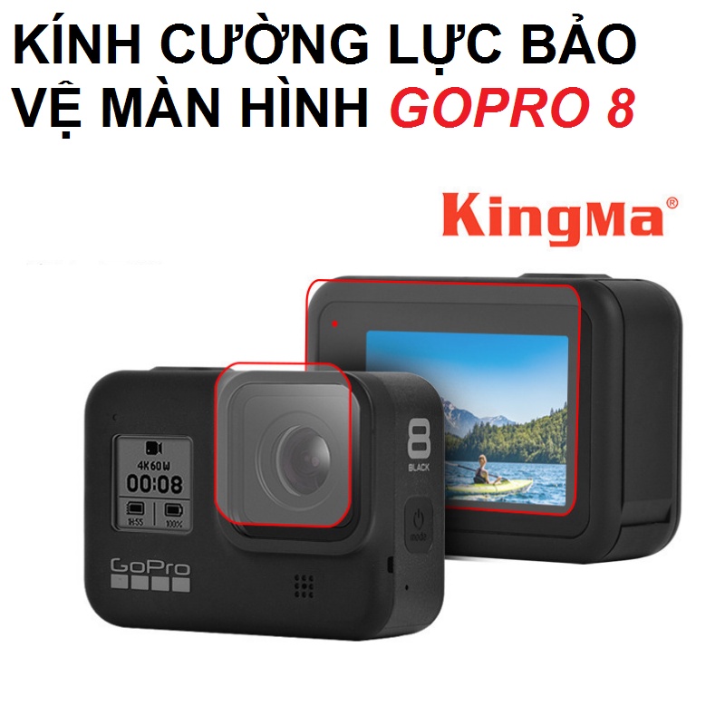 Bộ miếng dán cường lực gopro 8 hãng Kingma bảo vệ ống kính máy quay hành động GoPro Hero 8