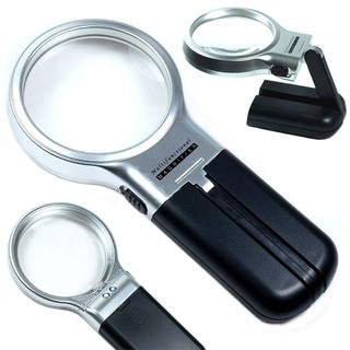 Kính lúp cầm tay 3 in 1 Magnifier zoom x3 với 2 Đèn Led gập đứng