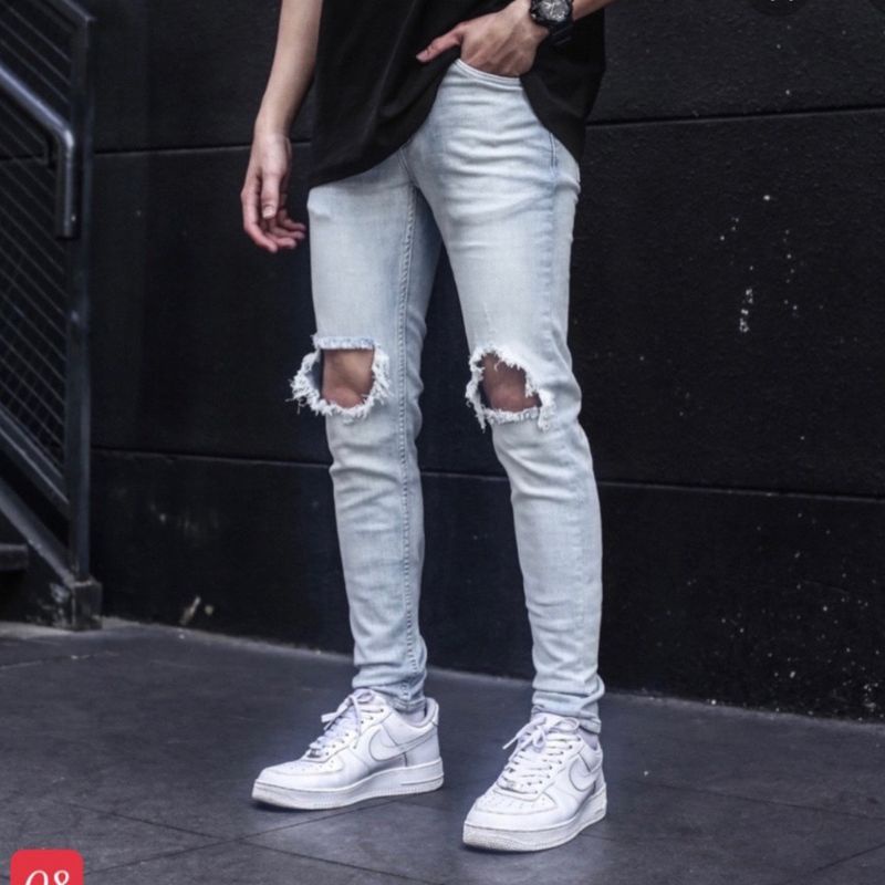 Quần jean nam màu xanh,đen rách xước co dãn 4 chiều in thêu đẹp phong cách trẻ trung TCS 91