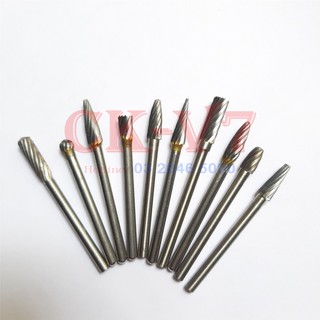 Mũi mài,dũa kim loại,gỗ,nhựa... Bộ 10 mũi mài dũa vonfram mini cán 3mm