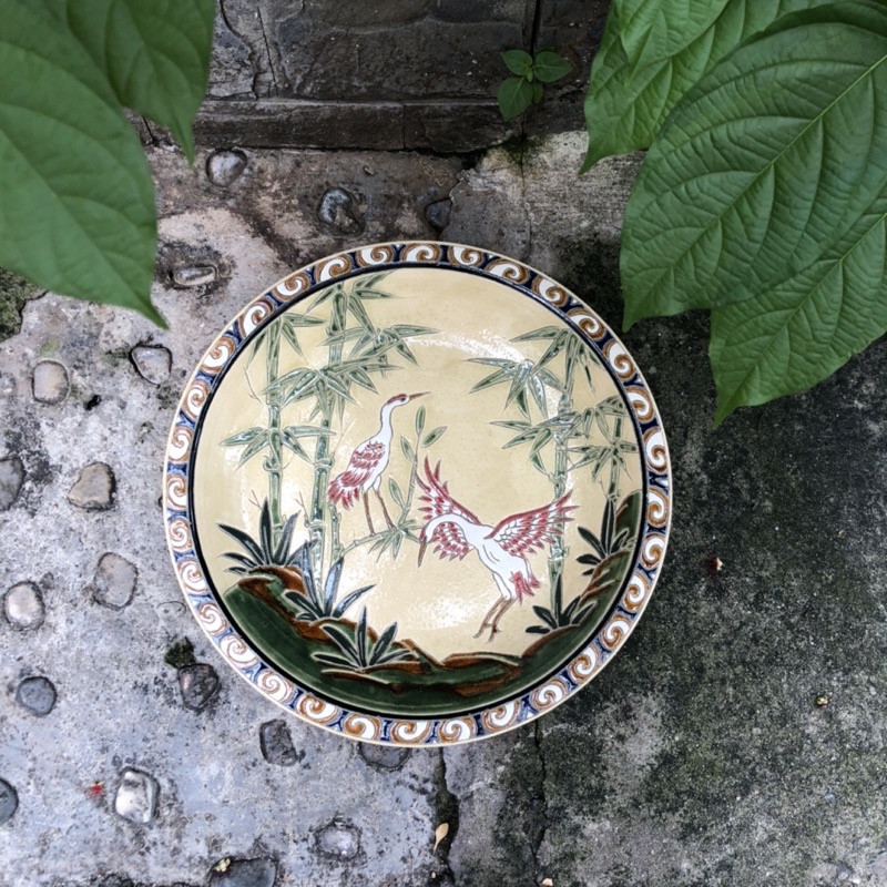 Đĩa gốm sứ bách hoa, gốm sứ Nam Bộ 35cm nhiều hoa văn