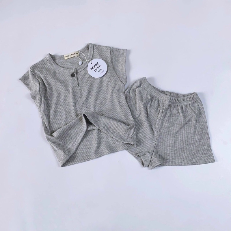 Set bộ bé gái, bé trai thun gân Minky mom