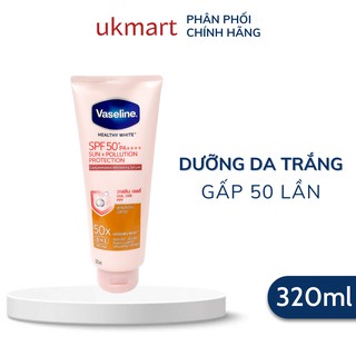 Dưỡng Thể Chống Nắng Vaseline Healthy Bright 50X 320ml Nâng Tông Tức Thì Da Bừng Trắng Sáng