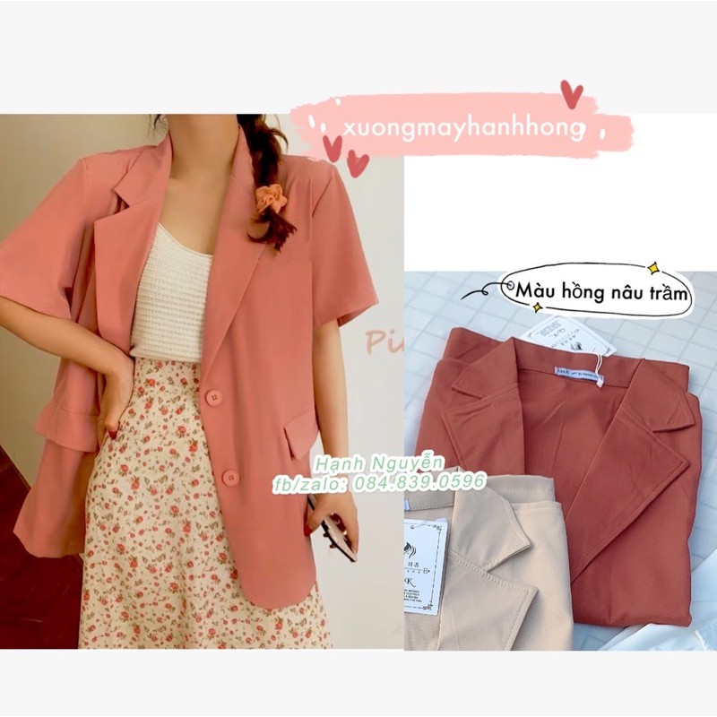 Áo Blazer tay lỡ, áo blazer/vest tay lửng kèm ảnh thật - Xưởng May Hạnh Hồng