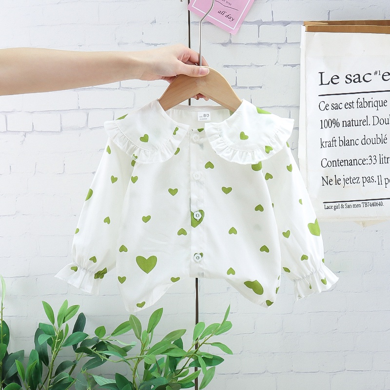 Áo Sơ Mi Tay Dài Phồng In Họa Tiết Hoa Thời Trang Mùa Xuân Cho Bé 0-6 Tuổi