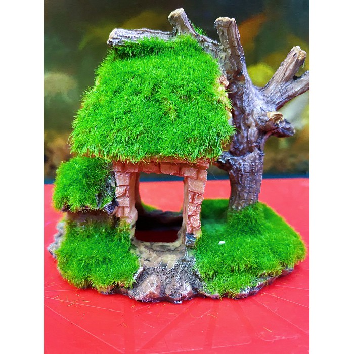 CỔNG NHÀ CÂY PHỦ RÊU TRANG TRÍ HỒ CÁ NON BỘ 11X7X12CM