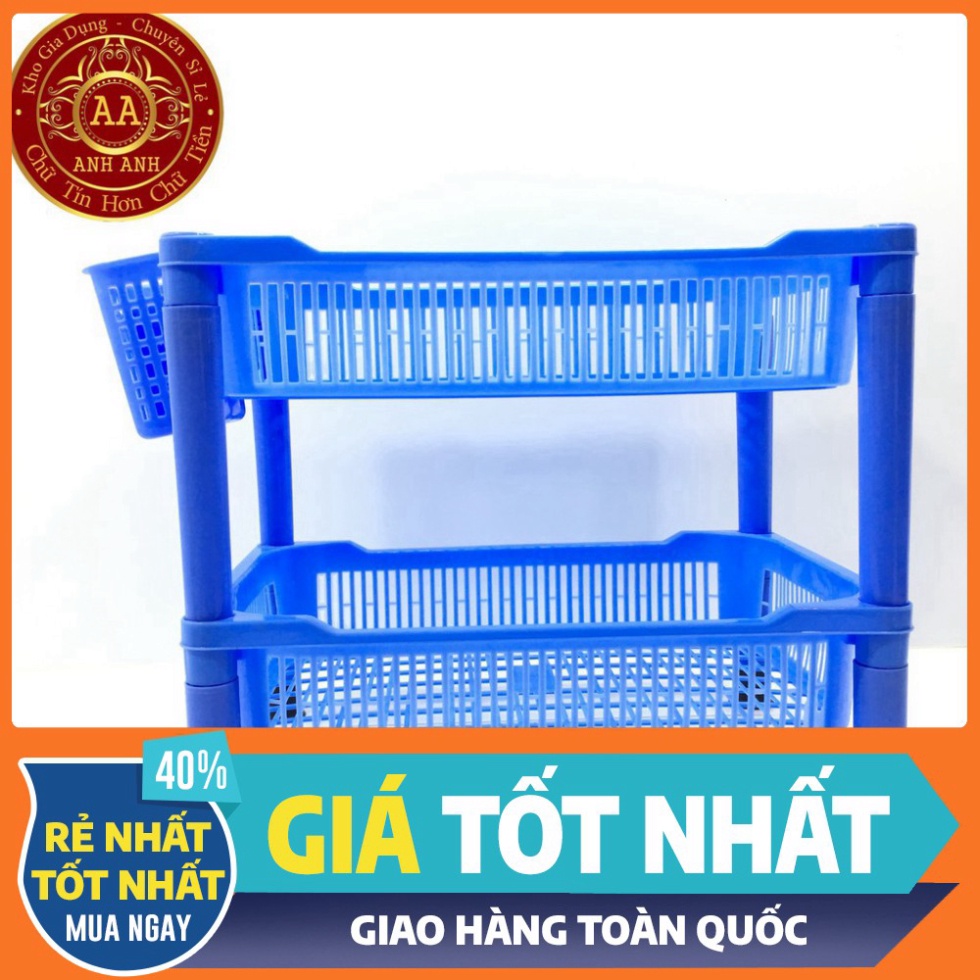 Giá để bát⚡️FREESHIP⚡️ Kệ bát nhựa 2 3 tầng Việt Nhật màu xanh có ống đũa.Kệ để đồ đa năng.