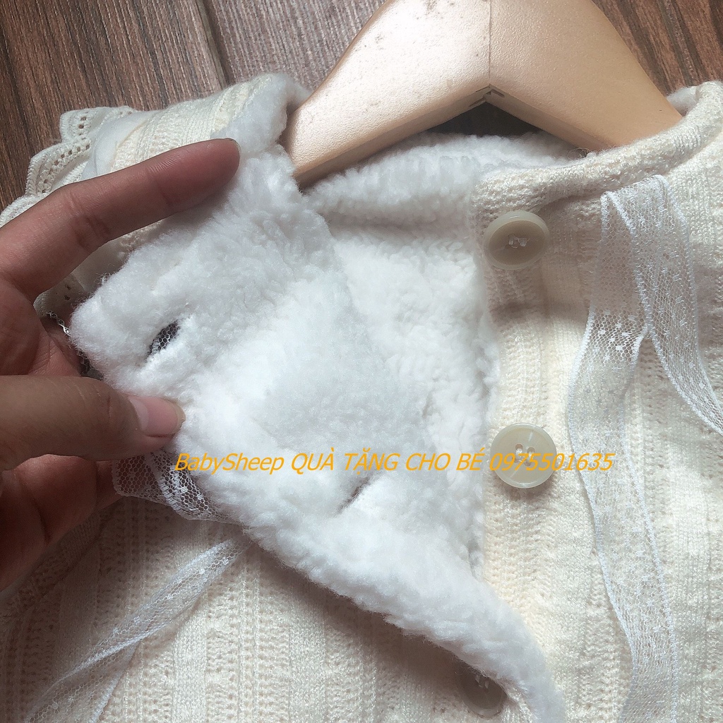 Áo khoác ghi lê lông cừu tay cánh tiên hai mặt giữ ấm mùa đông phong cách đáng yêu cho bé gái