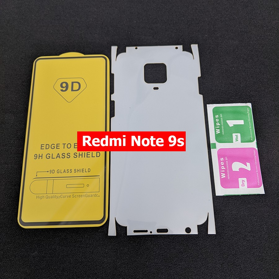 Combo dán ppf full lưng viền kính cường lực full màn hình Xiaomi Redmi Note 9s