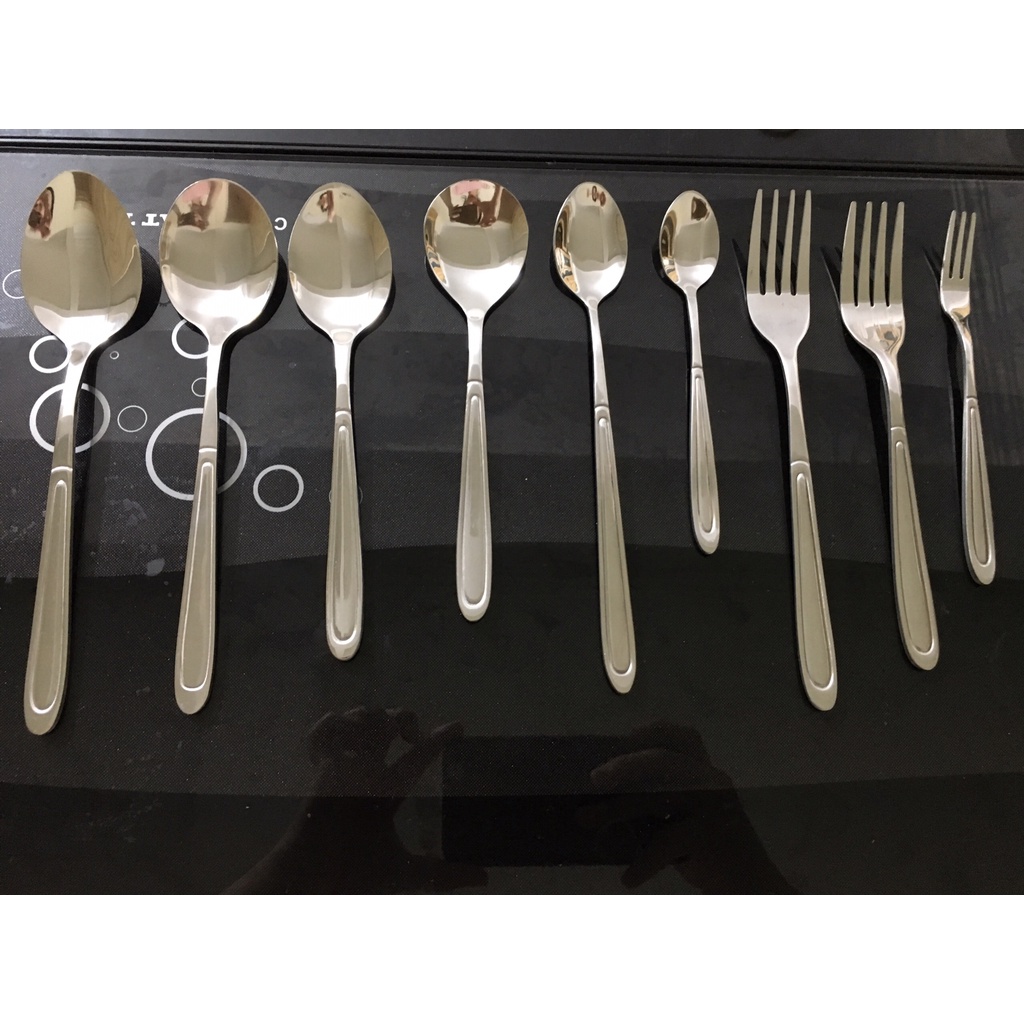 thìa,dĩa inox tem xanh