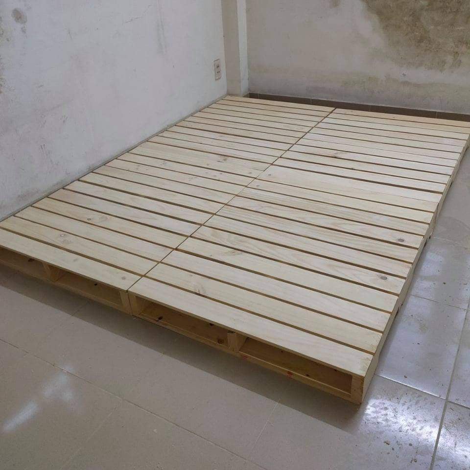 Giường pallet gỗ thông ( giường mặt khít )
