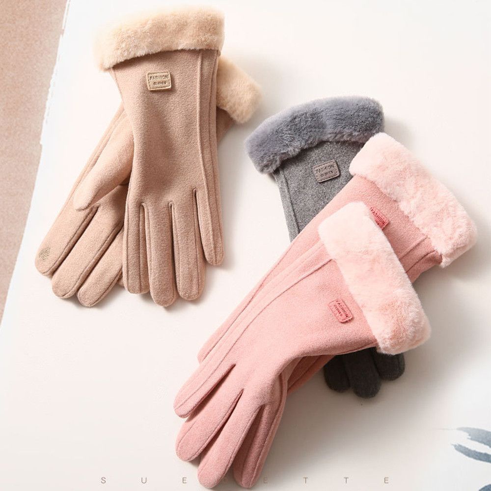 Đôi găng tay vải lông nhung dày giữ ấm nhiều màu sắc tùy chọn thời trang dành cho nữ