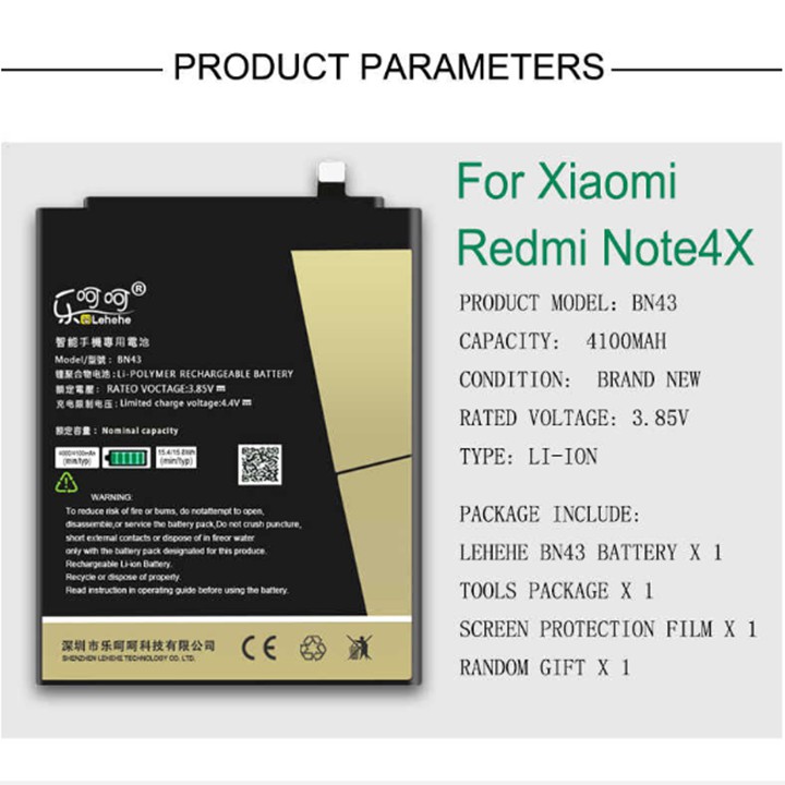 Pin lehehe dành cho xiaomi redmi note 4x BN43