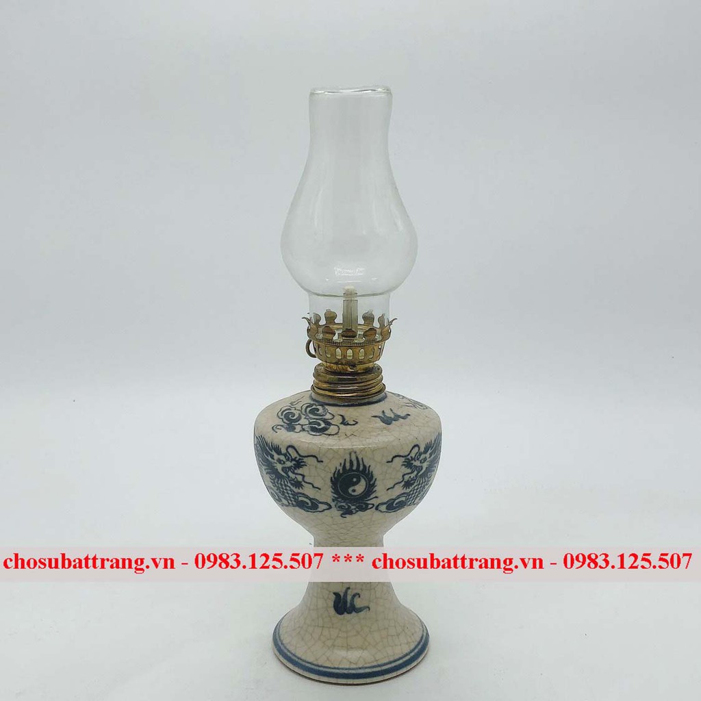 - Đèn thờ men rạn trơn long phụng