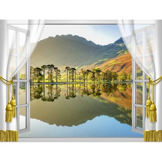 Tranh dán tường cửa sổ 3D VTC Cảnh đẹp thiên nhiên VT0333 kim sa